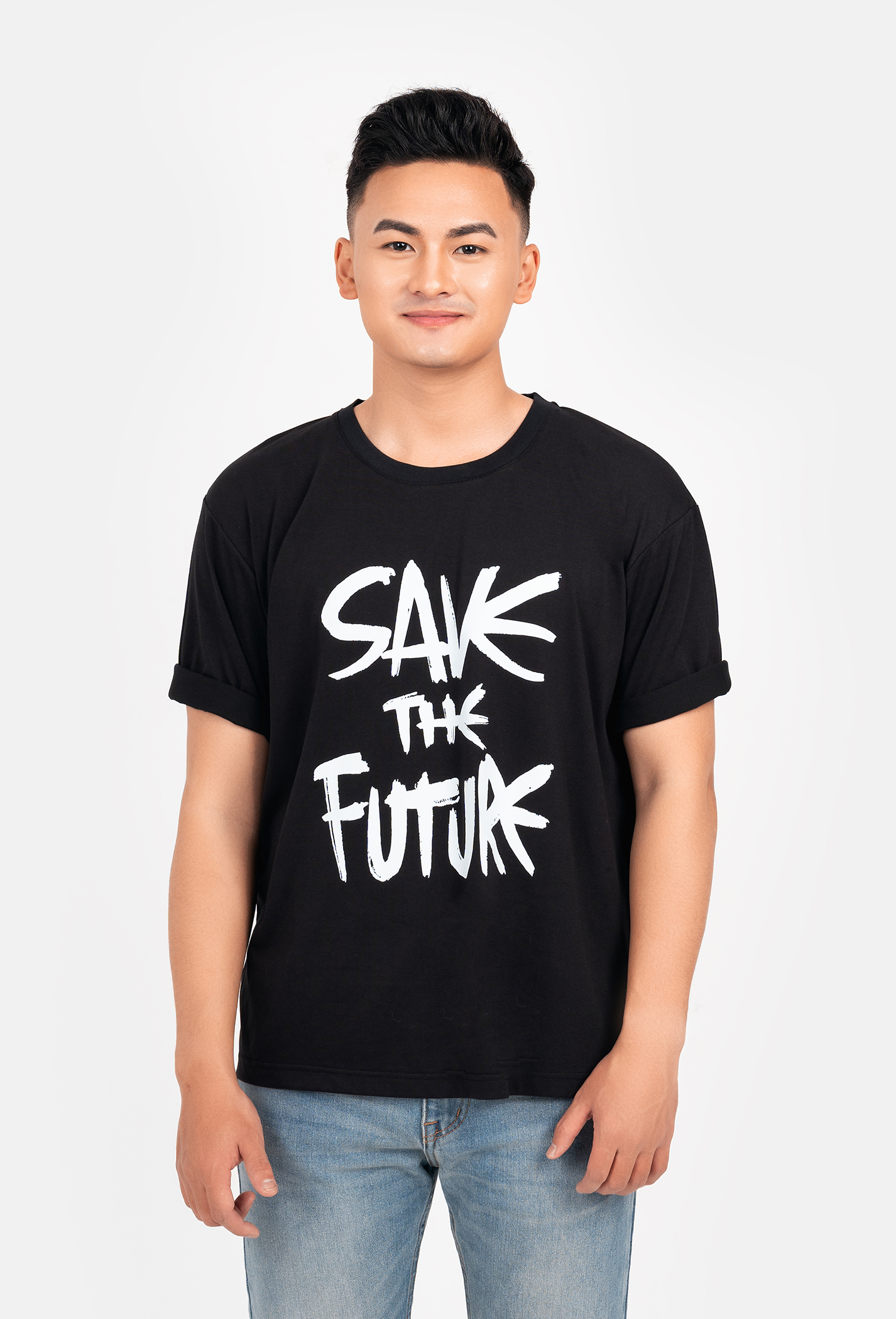 Áo thun oversize in Save The Future Clean Vietnam - màu Đen 