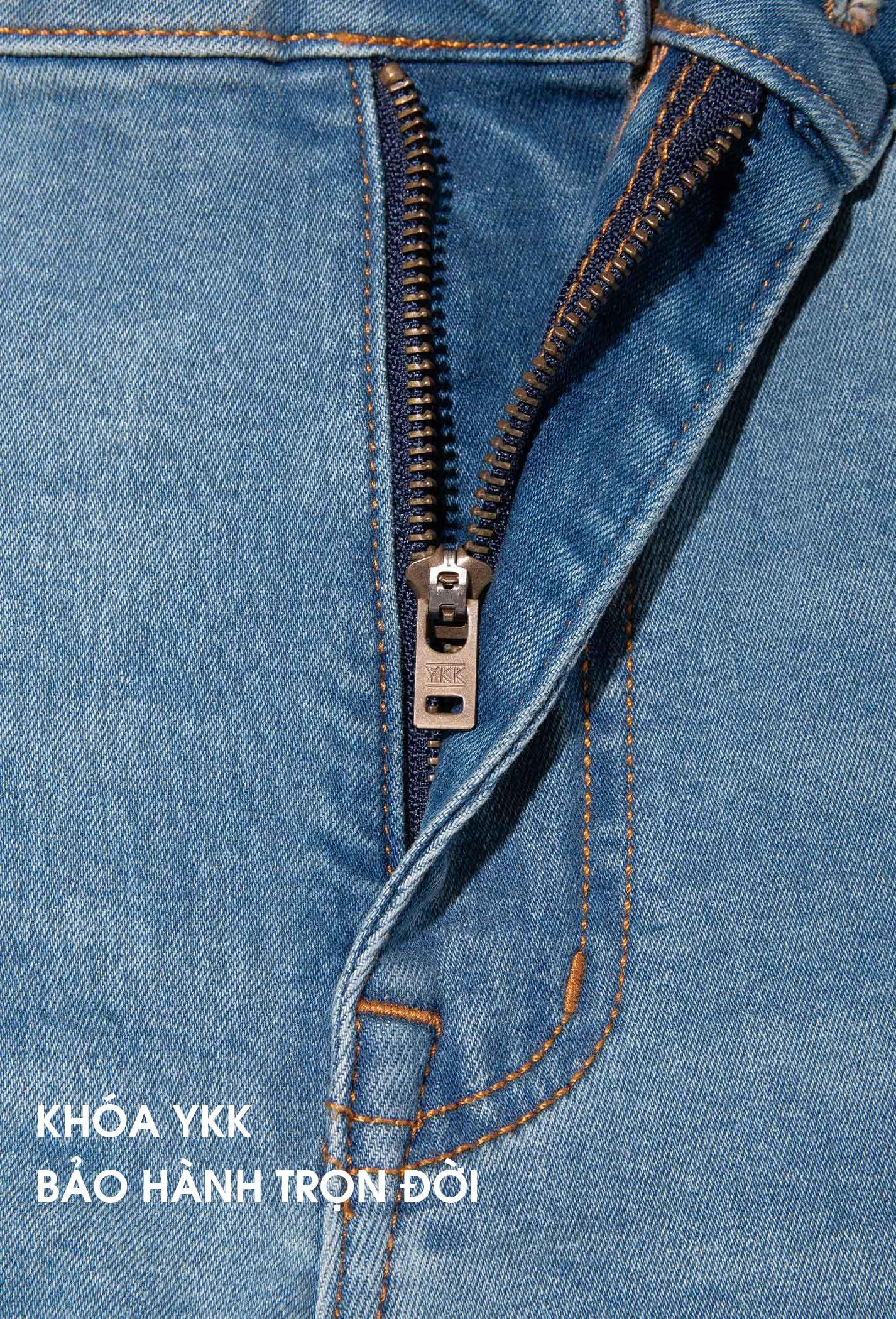 Quần Jeans Clean Denim dáng Slimfit  Xanh nhạt 6