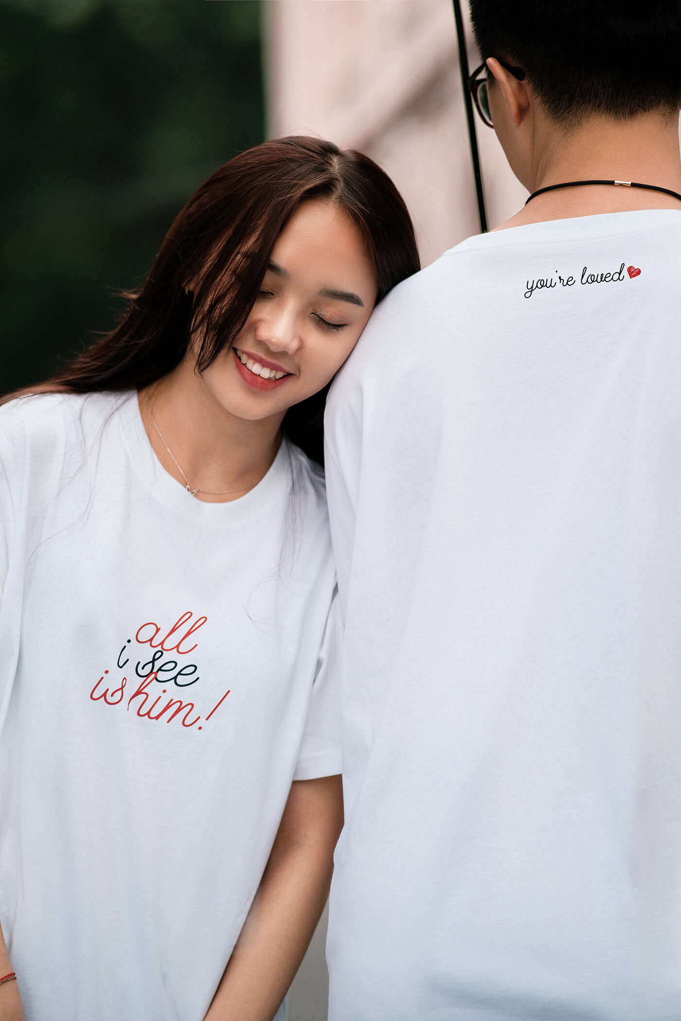 Couple Box - Combo 2 Áo thun Cotton Basics 200gsm in All I see is him/her Trắng 5