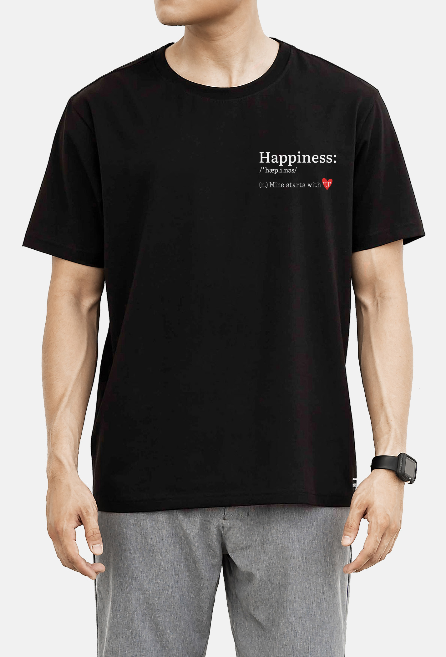 Áo thun Cotton Compact in "Happiness" màu đen  1