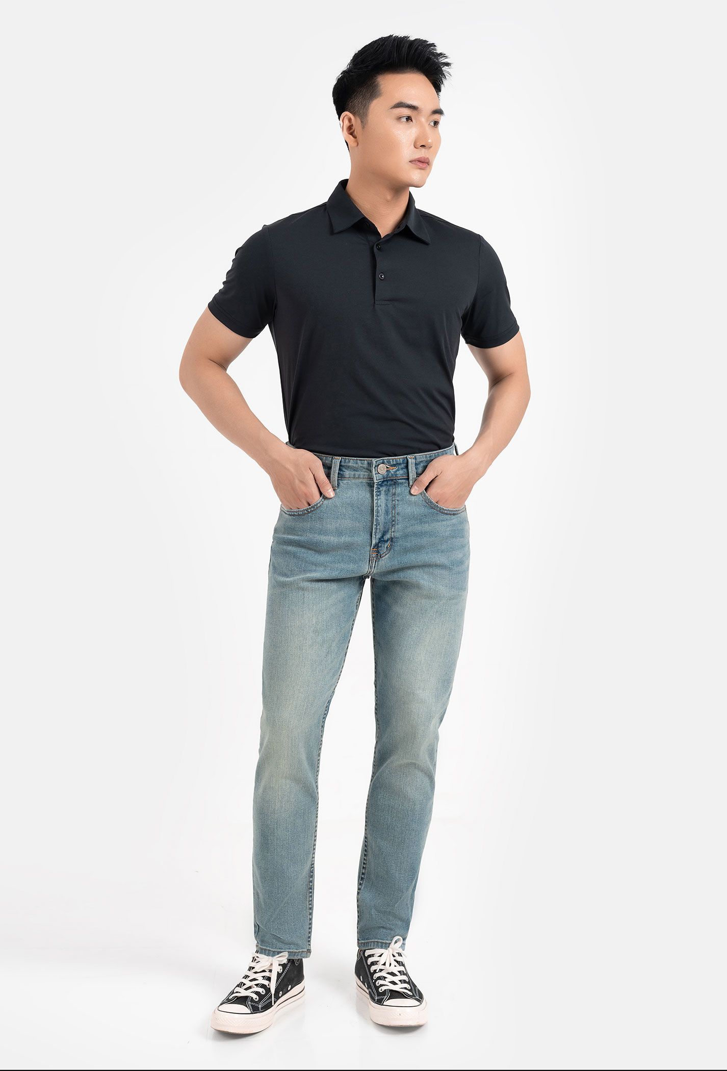 SĂN DEAL - Quần Jeans Basic Slim V2 Xanh nhạt 3