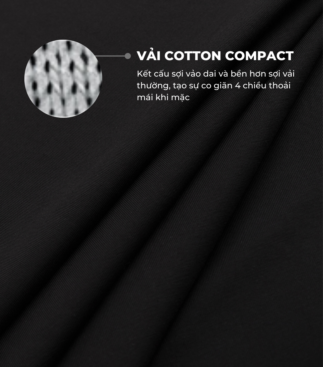 Áo thun nam Cotton Compact phiên bản Premium chống nhăn TỐI ĐA (Nhập ngay TEE1 - Tặng 1 bamboo trunk khi mua 2 áo) Đen 5