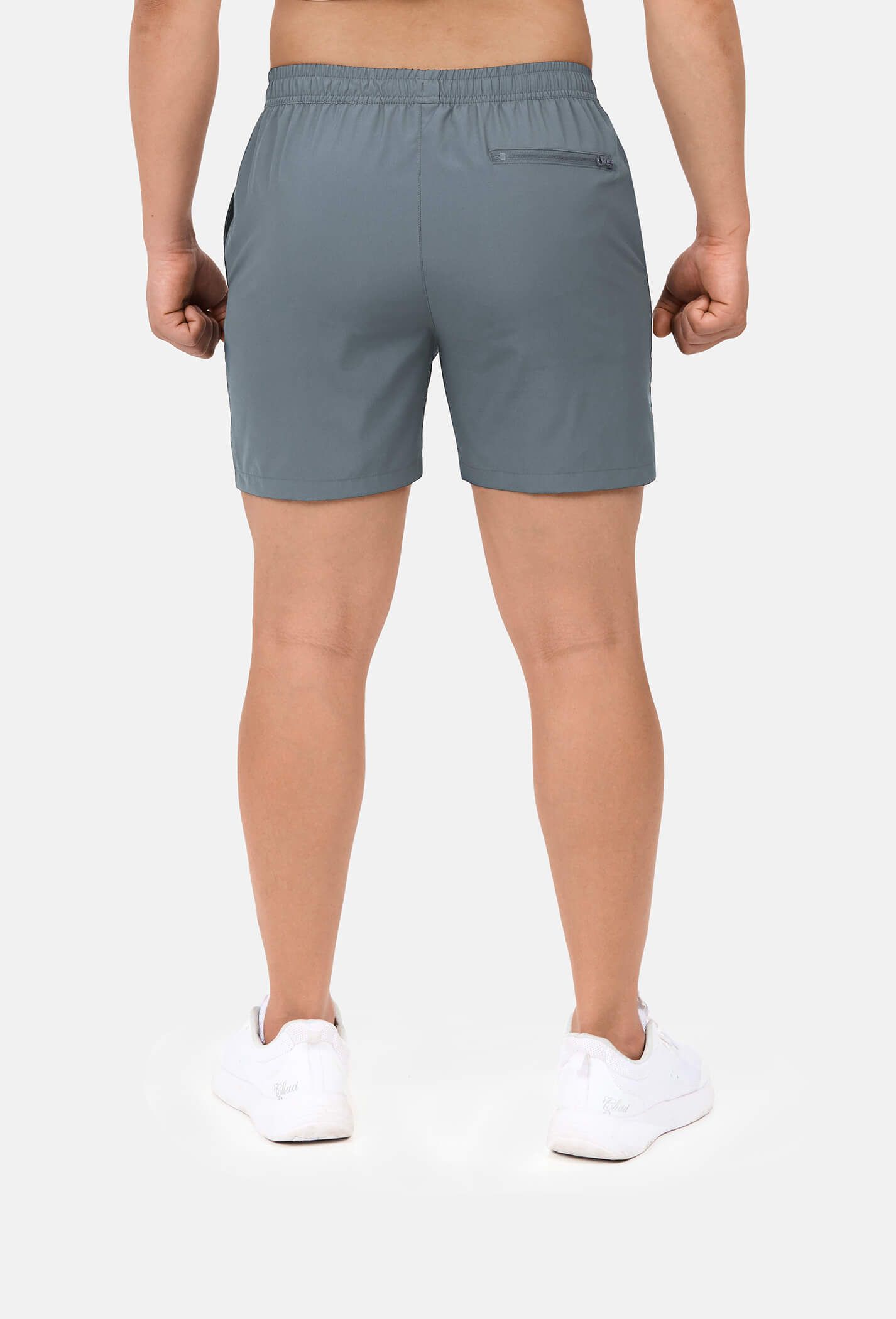 Quần shorts nam thể thao 5" xẻ gấu cao (túi sau có khóa kéo) Xám xanh 3
