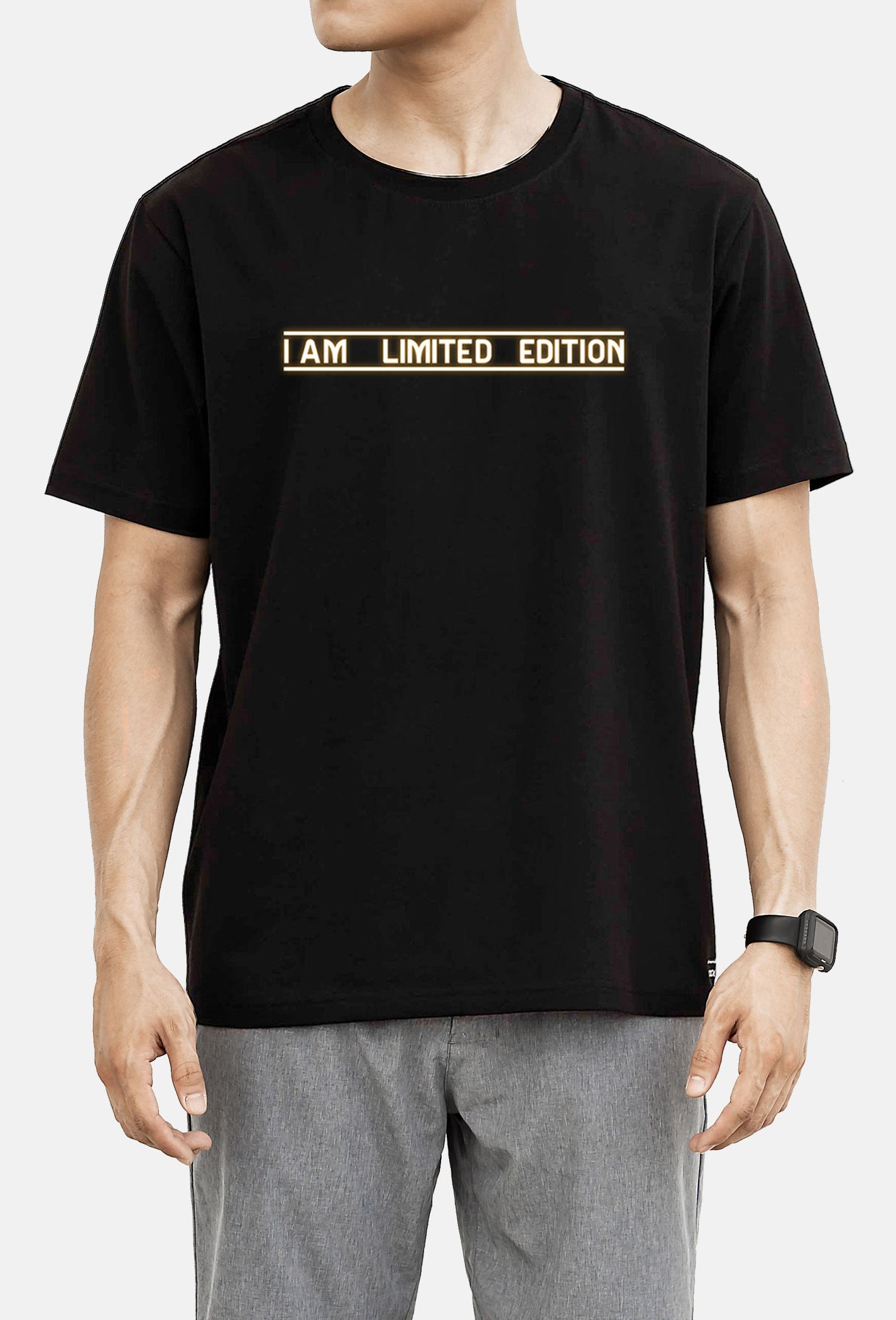 Áo thun Cotton Compact in "I AM LIMITED" in phản quang - Màu đen  3