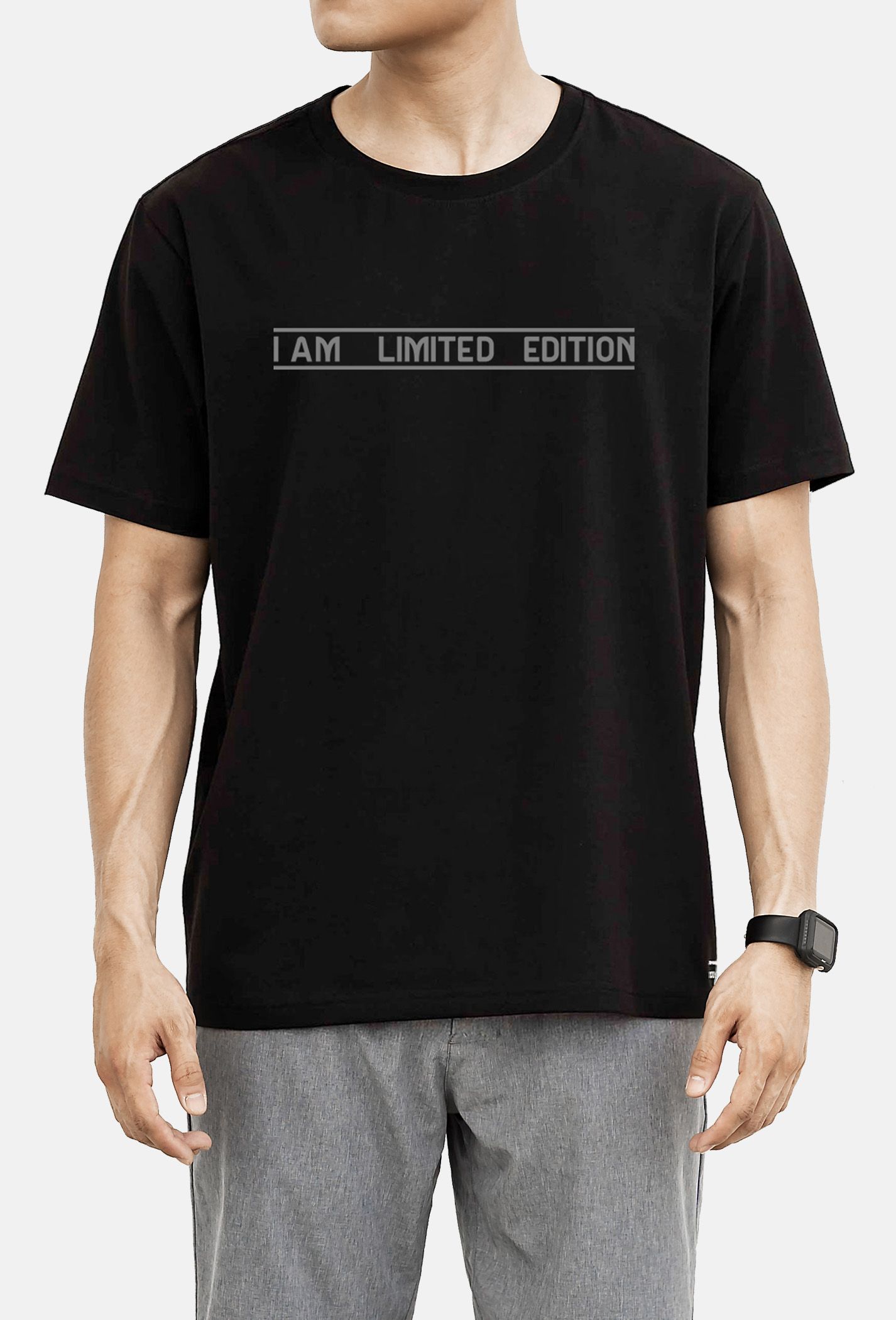 Áo thun Cotton Compact in "I AM LIMITED" in phản quang - Màu đen  1