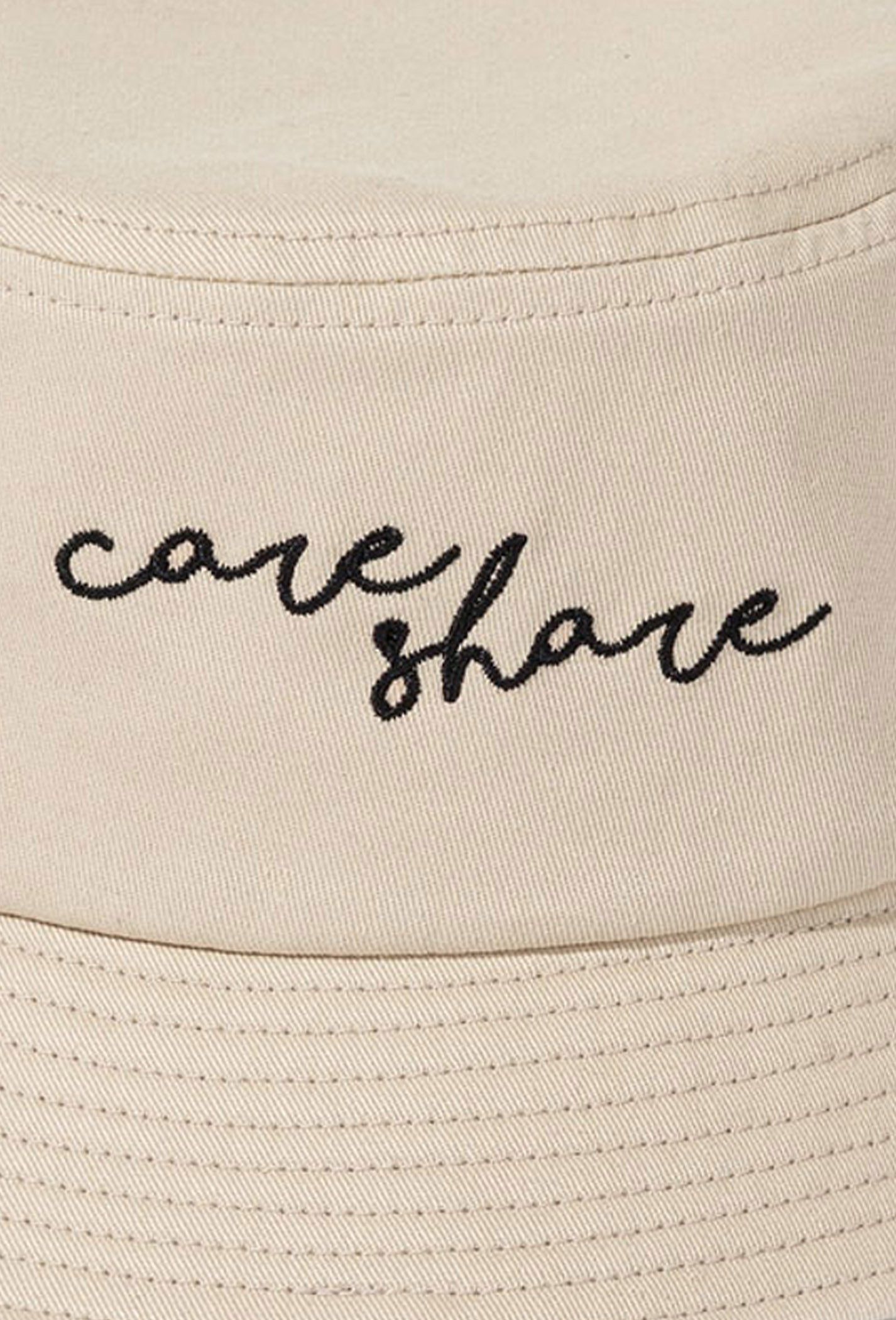 Mũ/Nón Bucket Hat thêu Care & Share Handwriting - màu be  2