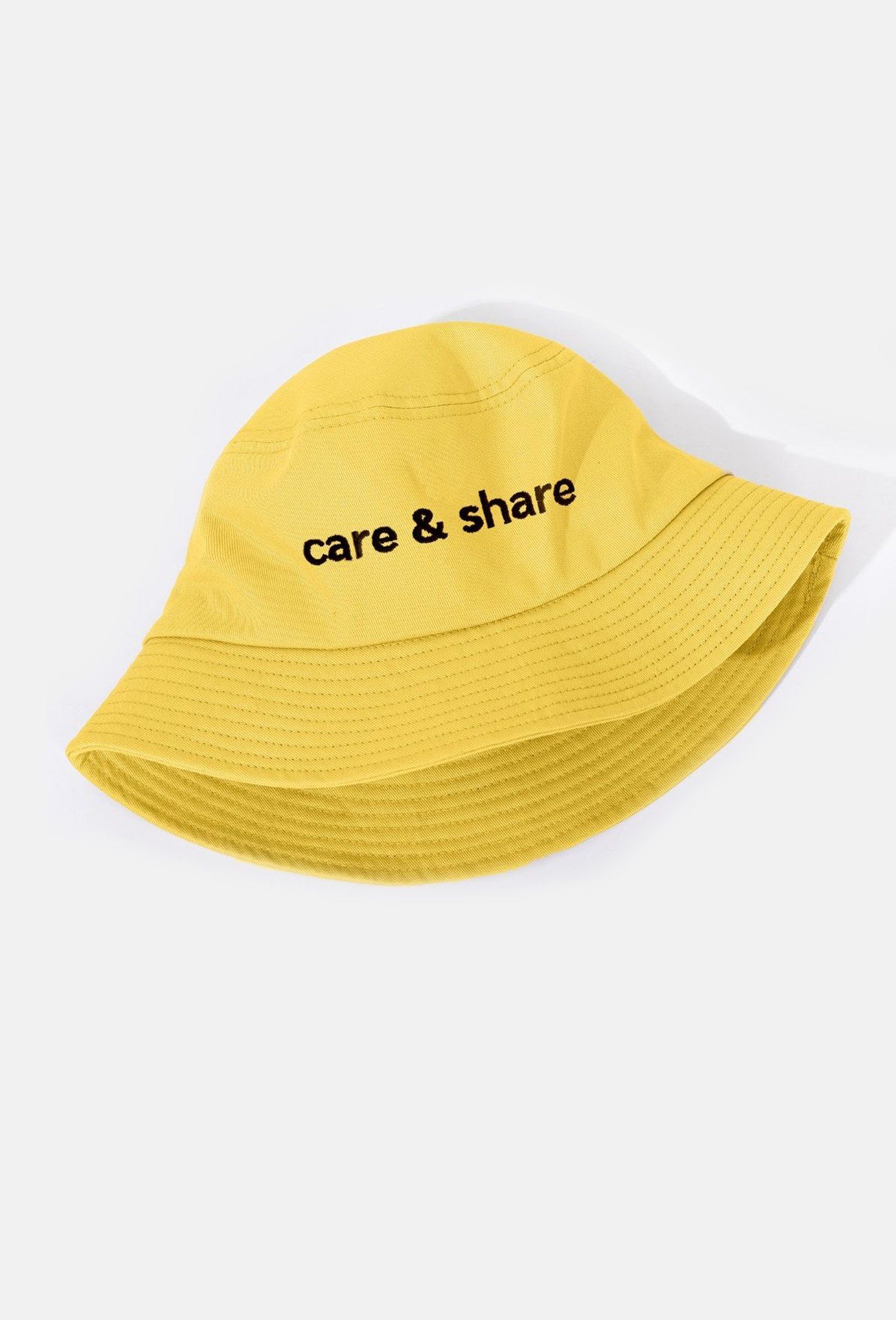 Mũ/Nón Bucket Hat thêu Care & Share Typo Vàng 1