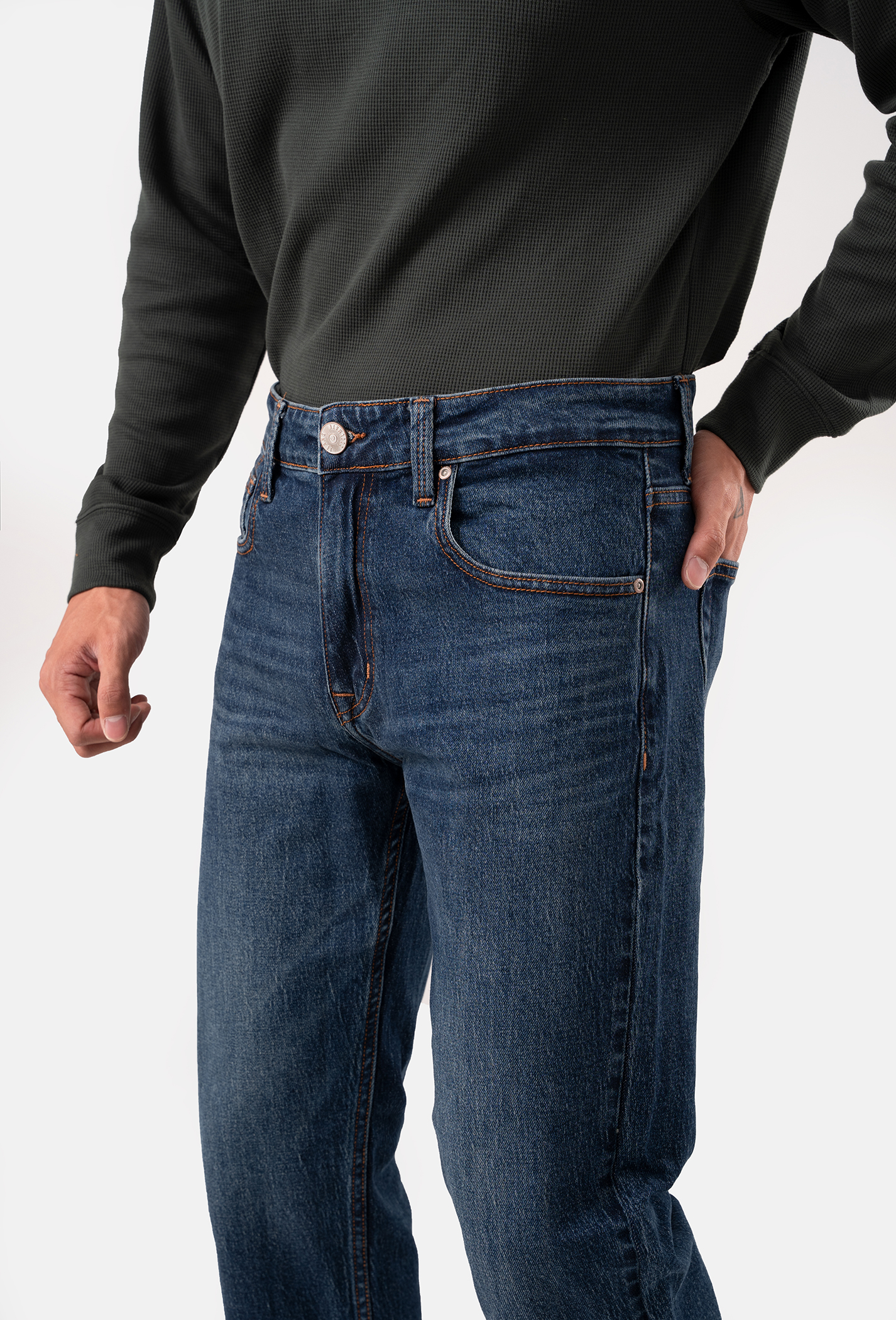 FLASH SALE - Quần Jeans Clean Denim dáng Regular S3 Xanh đậm 4