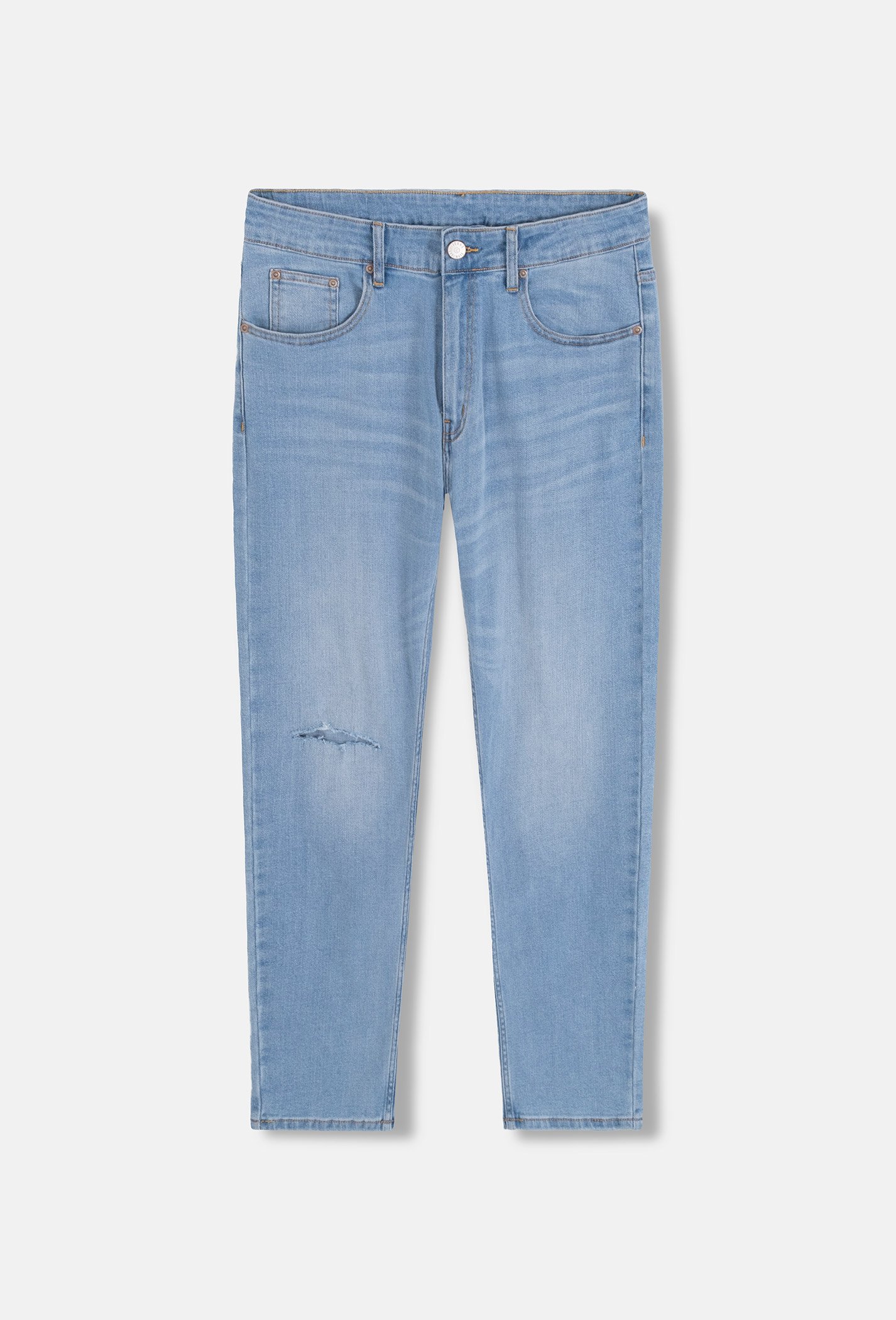 Quần Jeans Basic Slimfit xé gối - màu Xanh nhạt  2