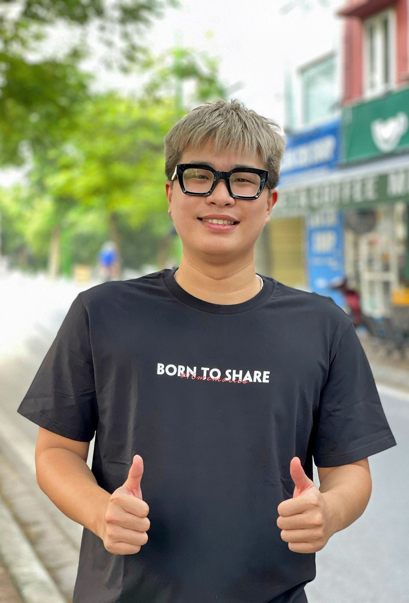 Áo thun Cotton Compact in "Born To Share" Trắng 2
