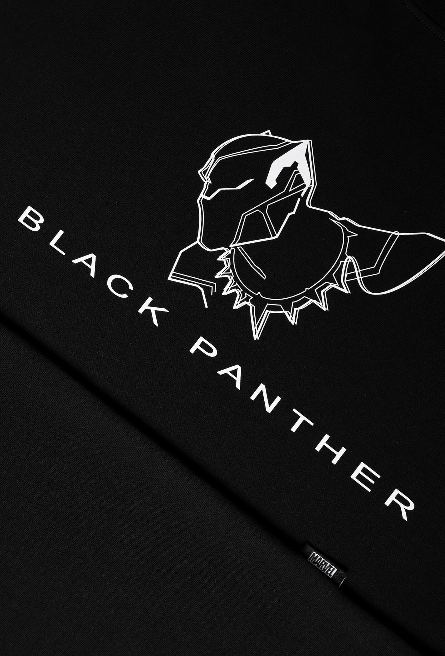 Áo thun Marvel Oversize Black Panther - Outline Đen 3