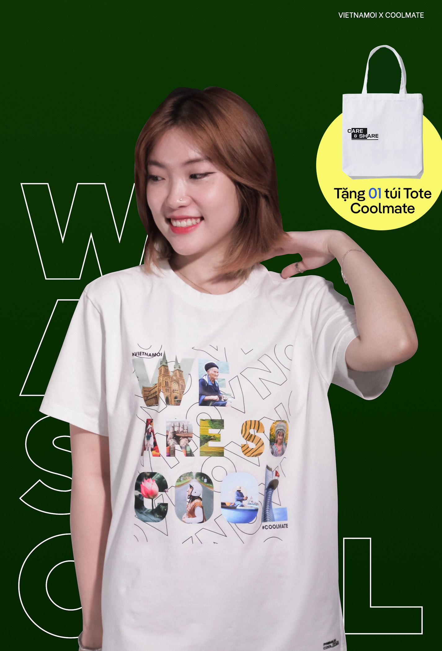 Áo thun Cotton Compact in WE ARE SO COOL Trắng