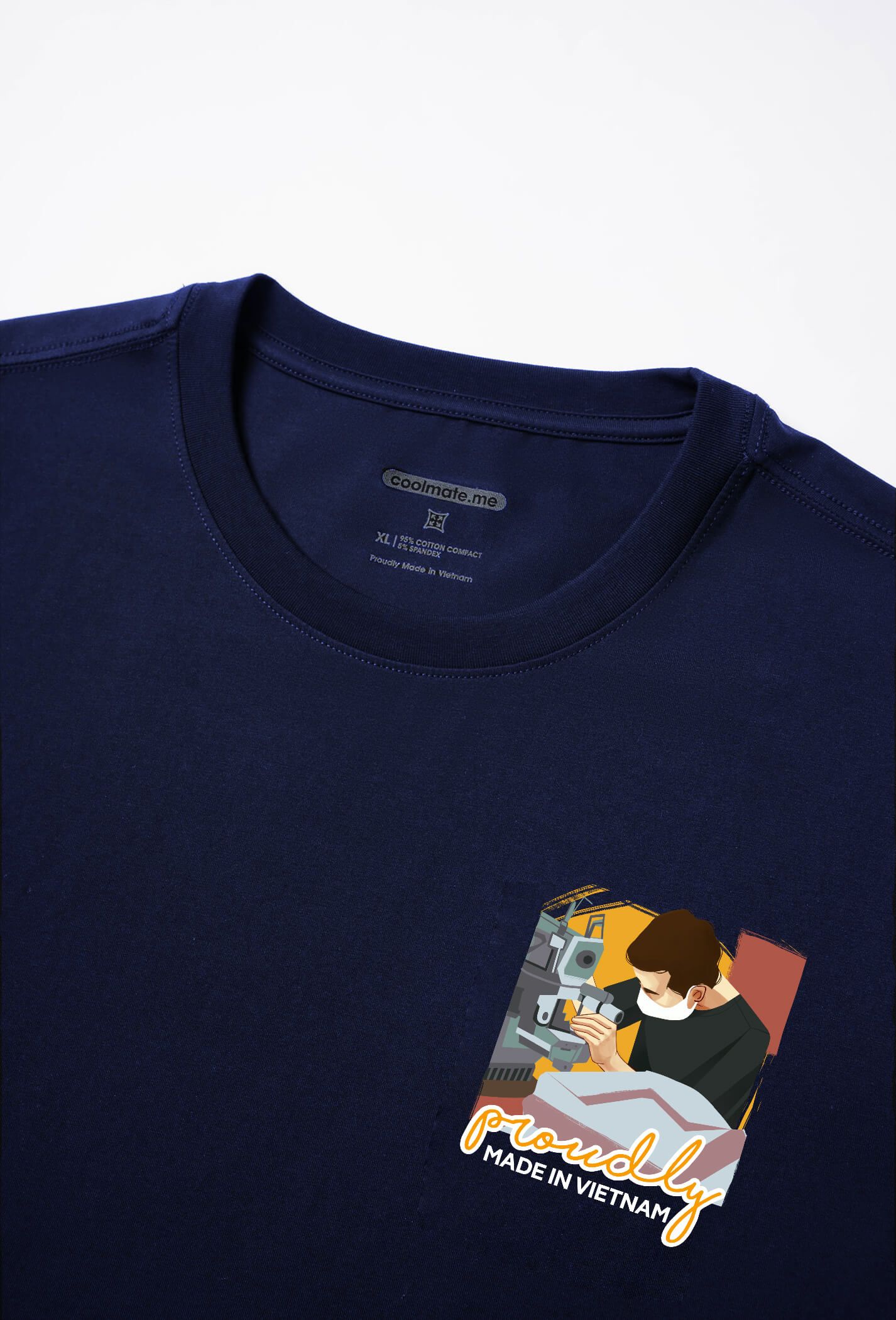  Proudly | Áo thun Cotton Compact "See me: Sawing" in màu xanh-navy 2