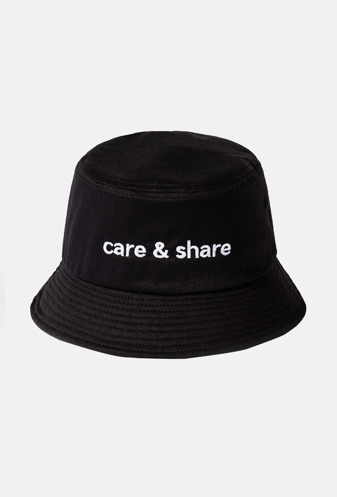 Mũ Bucket Hat thêu Care & Share Typo Đen
