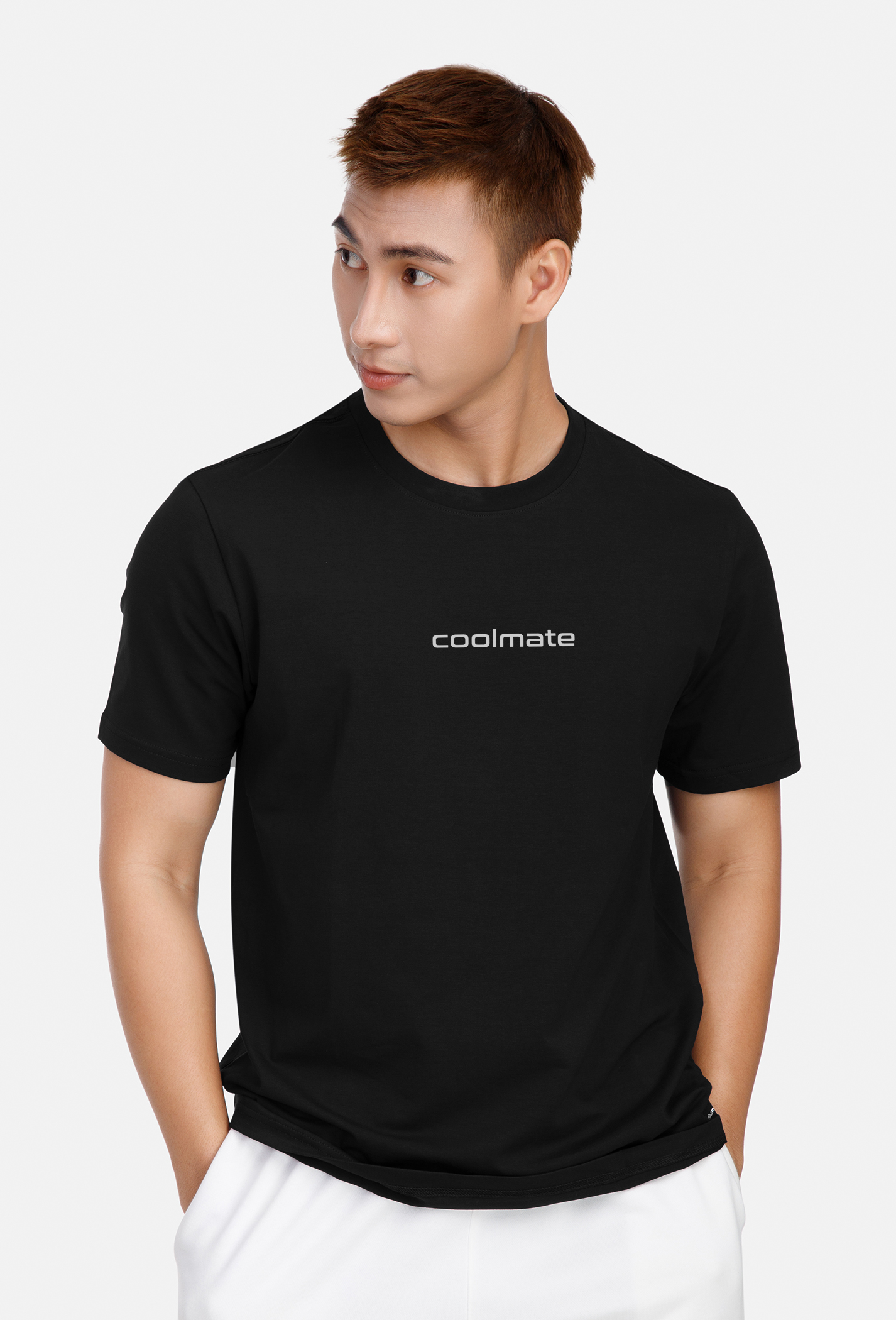Áo thun nam in Coolmate Cotton Compact phiên bản Premium den