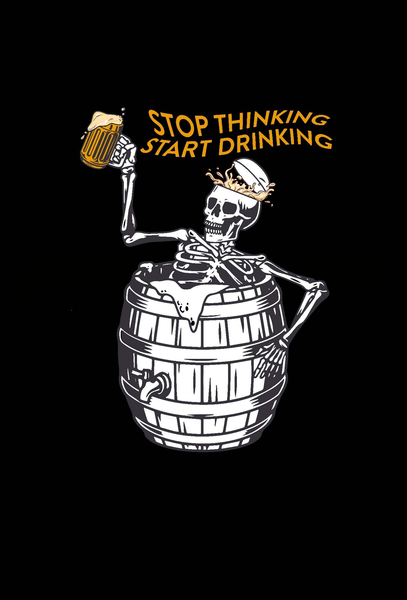Áo thun Cotton Compact in "Stop thinking- Start drinking - Màu đen  2