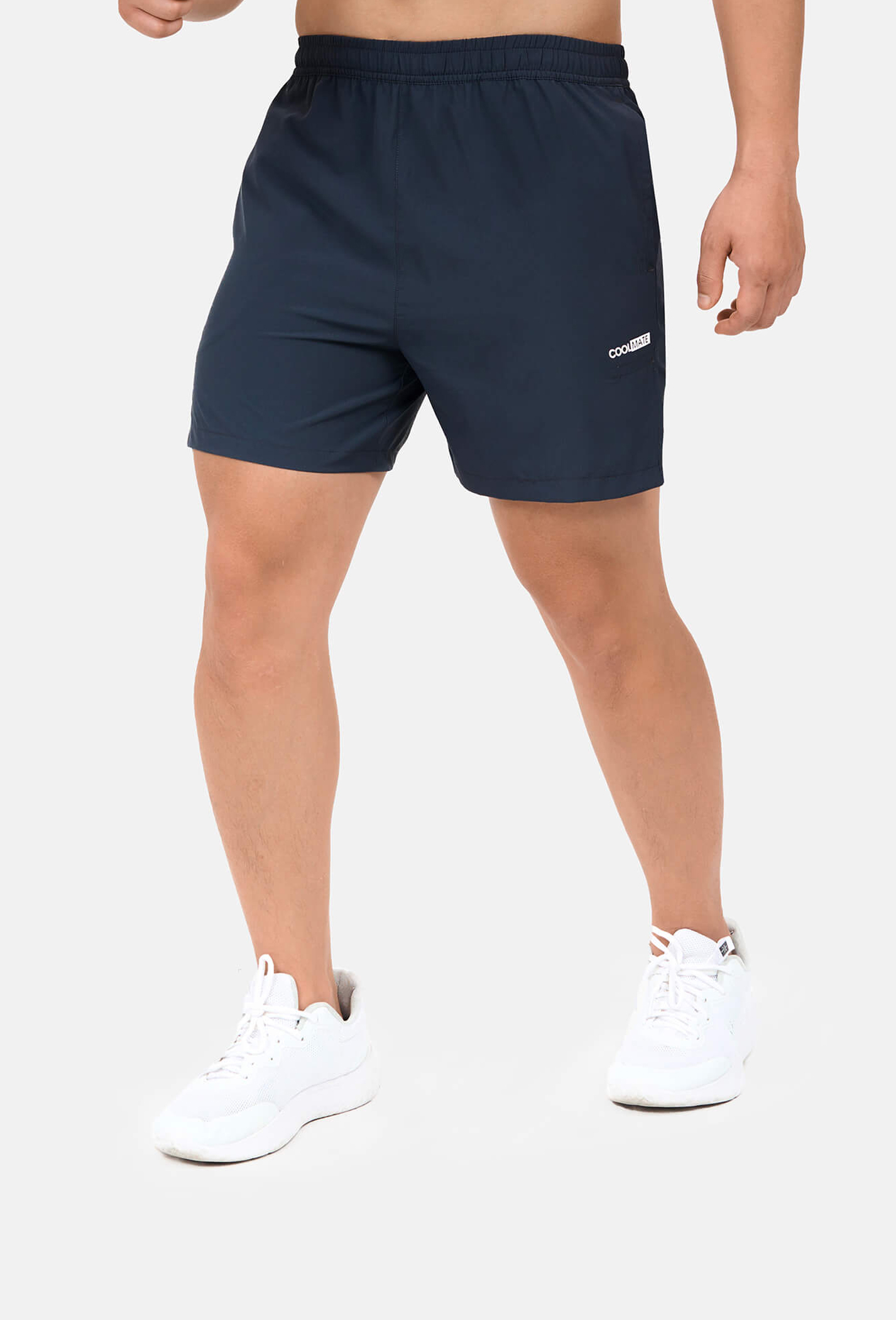 Quần shorts nam thể thao 5" xẻ gấu cao (túi sau có khóa kéo) xam-chi 2