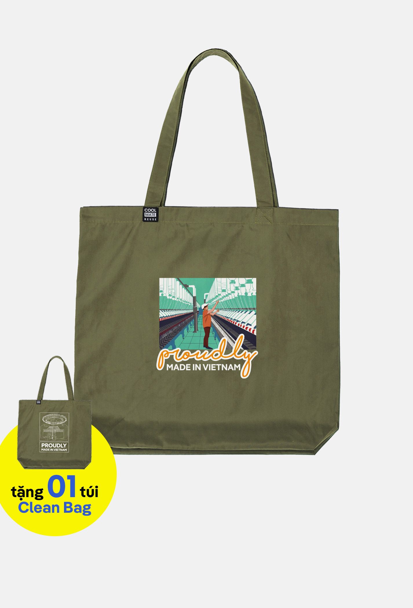 Proudly | Túi Clean Bag - màu Xanh Rêu in-noi-soi