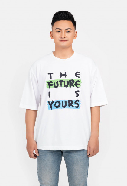 [Upto50%] Áo thun oversize in The Future Is Yours Clean Vietnam - màu Trắng