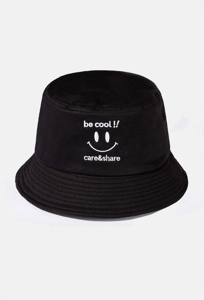 Mũ/Nón Bucket Hat thêu Be Cool!!  - Đen