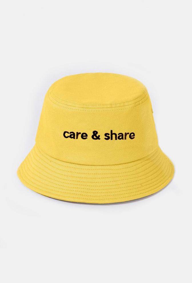 Mũ Bucket Hat thêu Care & Share Typo - Vàng