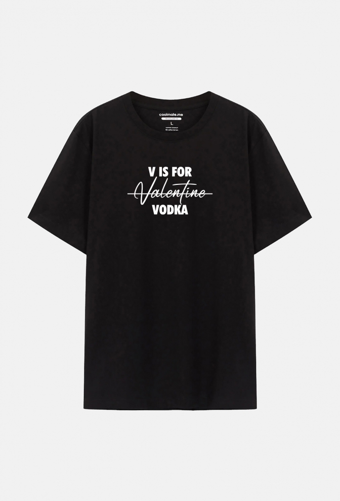 Áo thun Cotton Compact in "V is for Vodka" màu đen