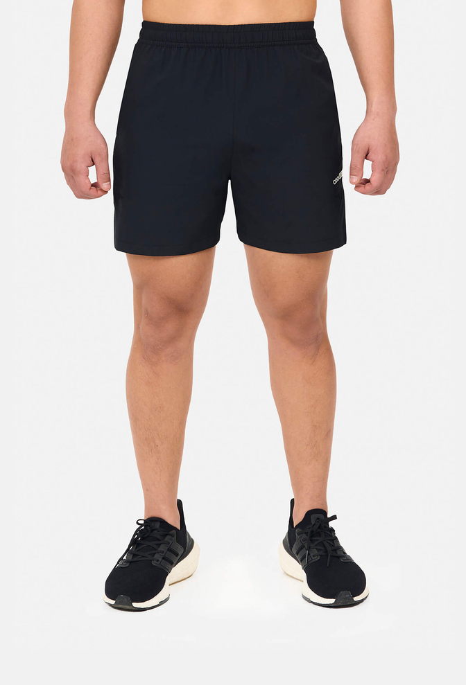 Quần shorts nam thể thao 5" xẻ gấu cao (túi sau có khóa kéo) - Đen