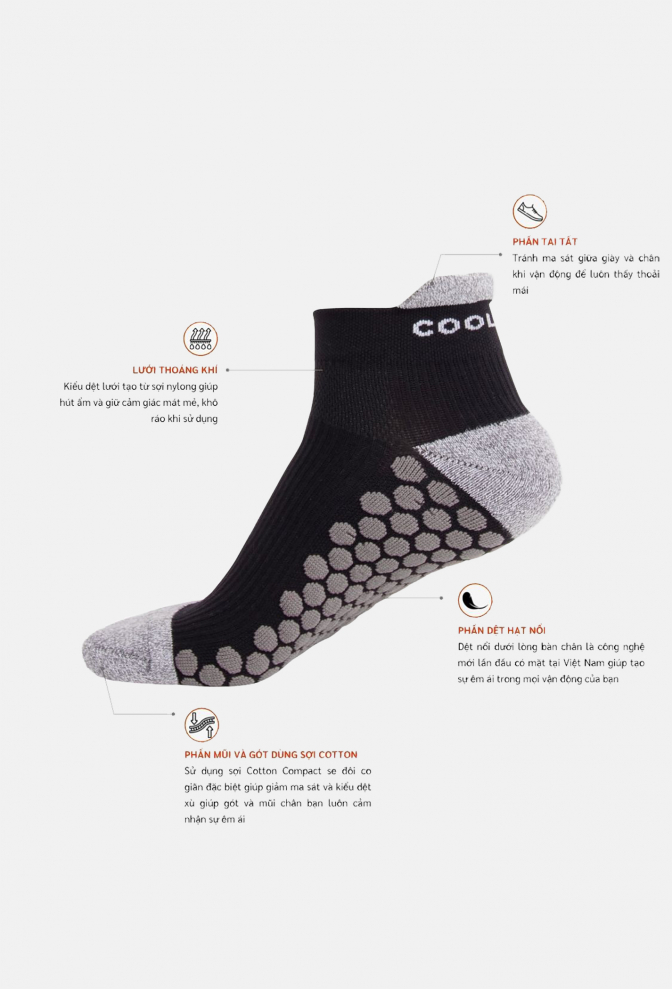 Combo 3 đôi tất thể thao Compression Socks - Đen more
