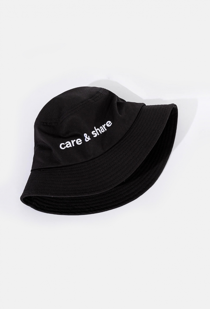 Mũ Bucket Hat thêu Care & Share Typo - Đen more