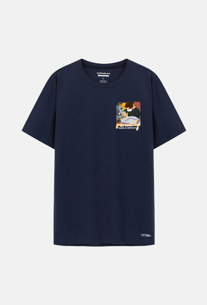  Proudly | Áo thun Cotton Compact "See me: Sawing" in màu - Xanh Navy