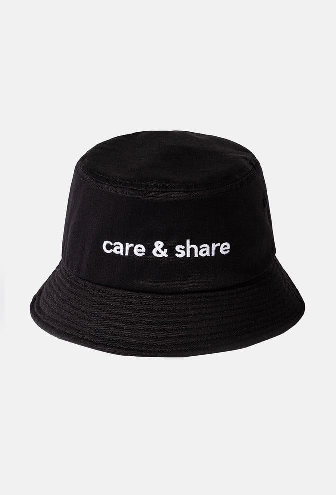 Mũ/Nón Bucket Hat thêu Care & Share Typo - Đen