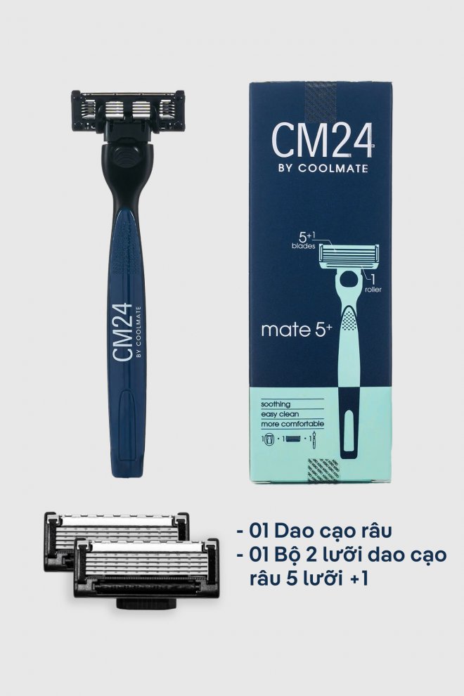 Combo Dao cạo râu & Bộ lưỡi cạo râu loại (5 lưỡi +1) thương hiệu CM24
