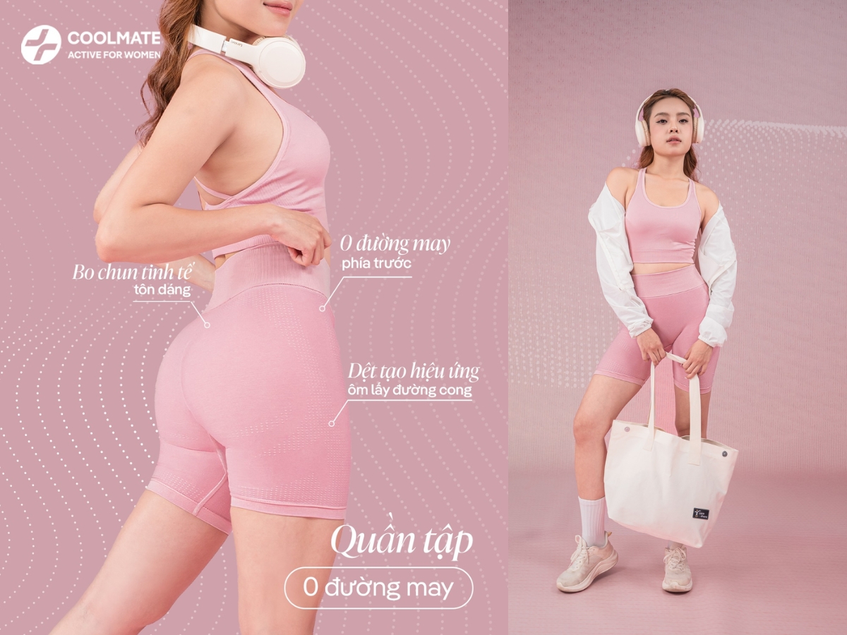 Quần tập gym nữ Coolmate thiết kế cạp cao, chất liệu cao cấp