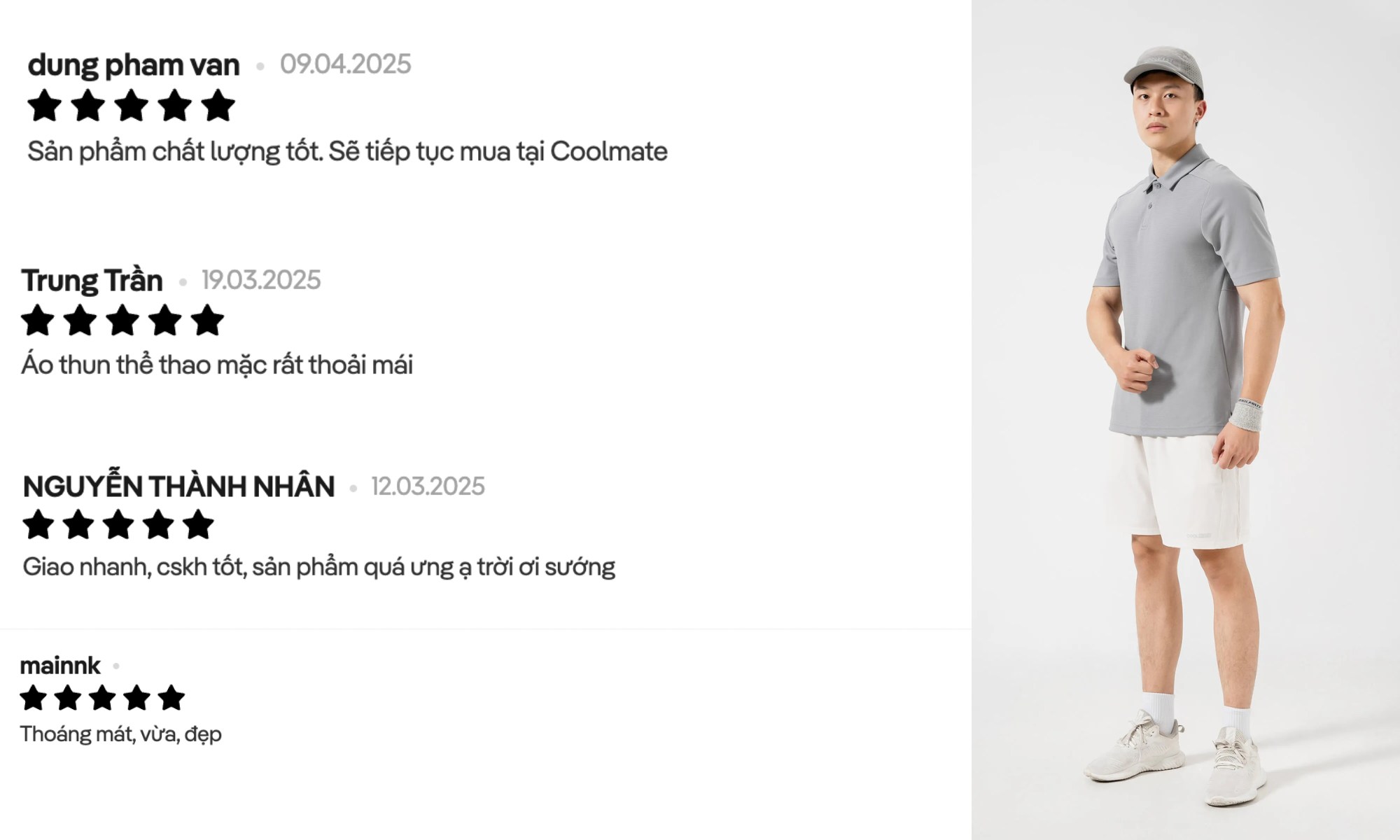 Áo polo thể thao nam của Coolmate nhận được rất nhiều đánh giá tích cực từ khách hàng